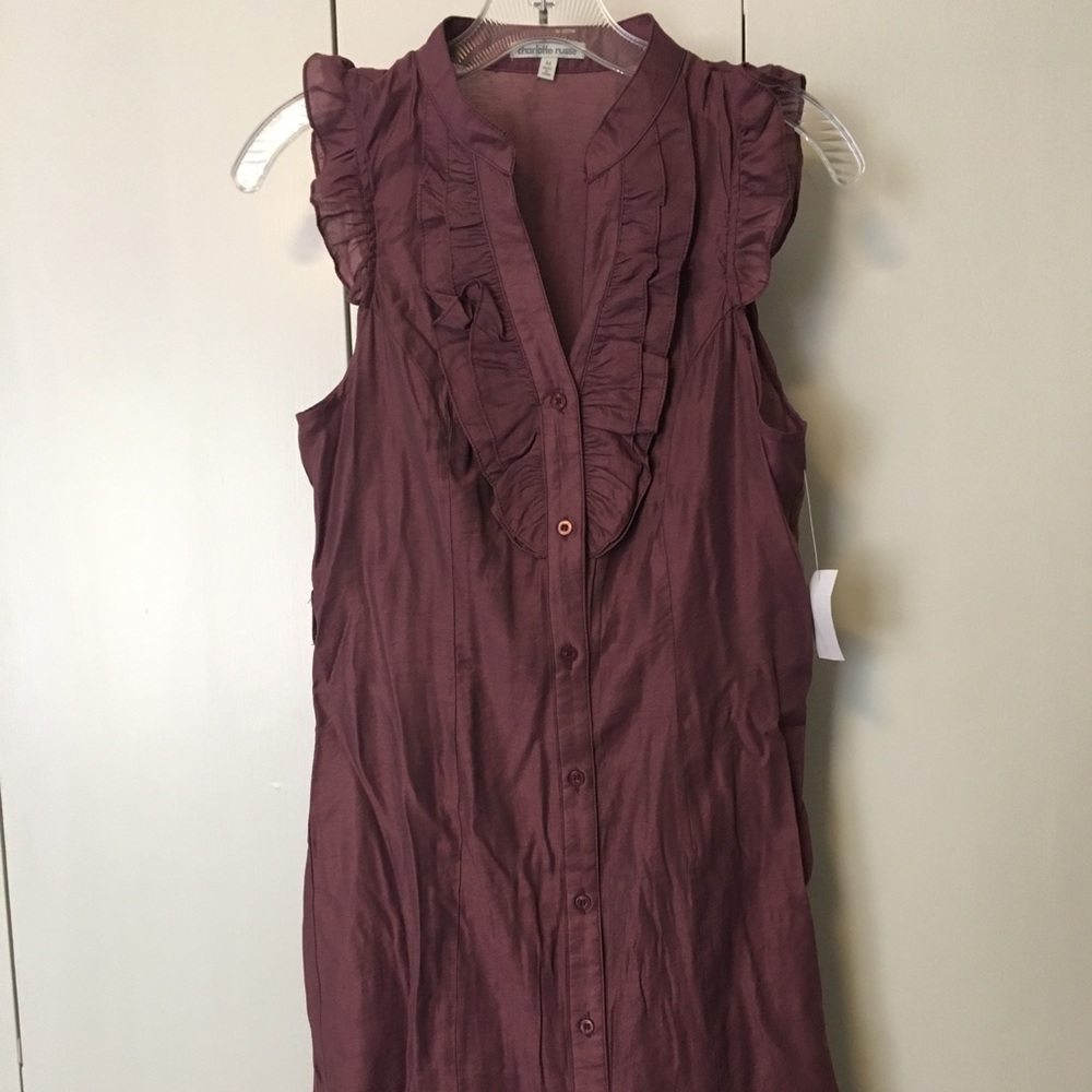 Pretty plum dress with fun ruffle top